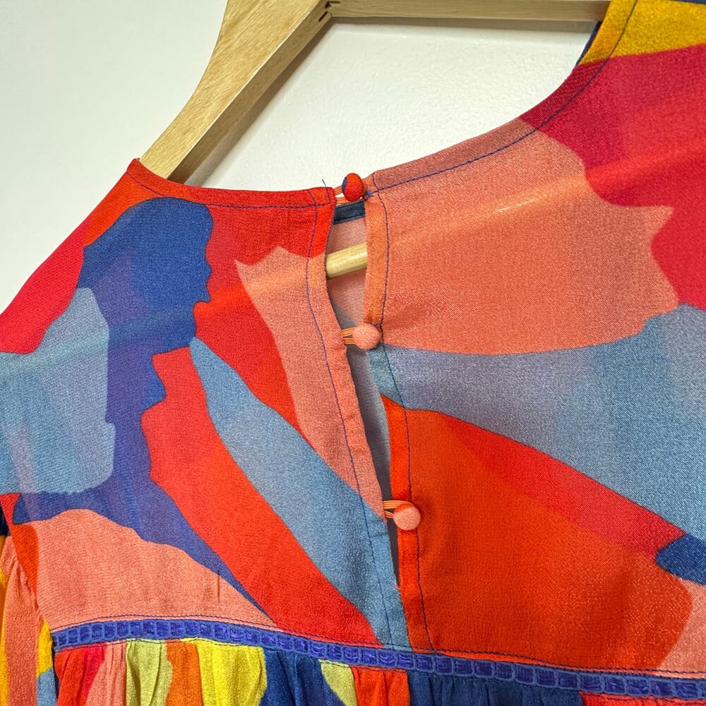 Blank London Miranda Peasant Blouse Colorful Colorful Art Teacher Clowncore - Picture 6 of 11